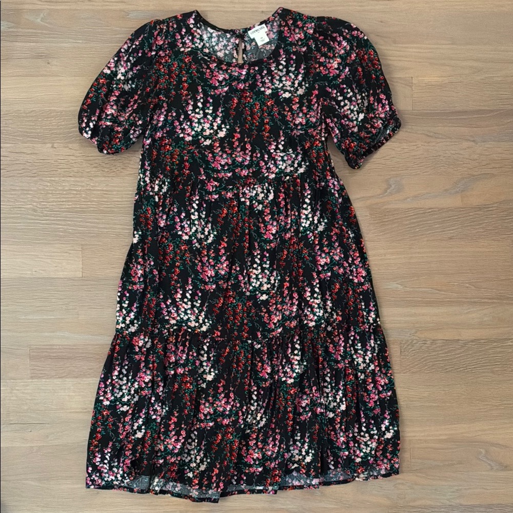 Crewcuts Floral Kids Dress - Black and Pink